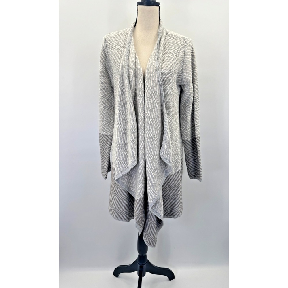 Lucky Brand Asymmetrical Waterfall Wool Cardigan Knit Sweater L Two Tone Drape